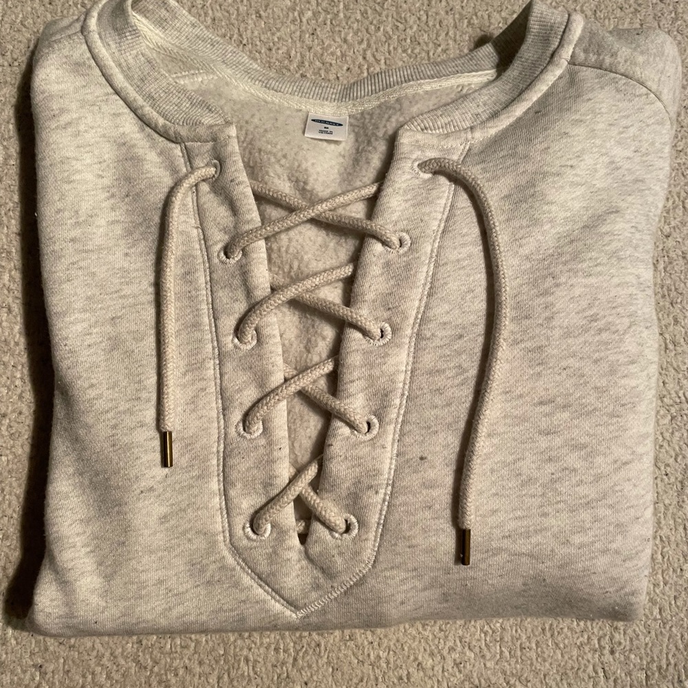Lace-Up Crew-Neck Sweatshirt for Women